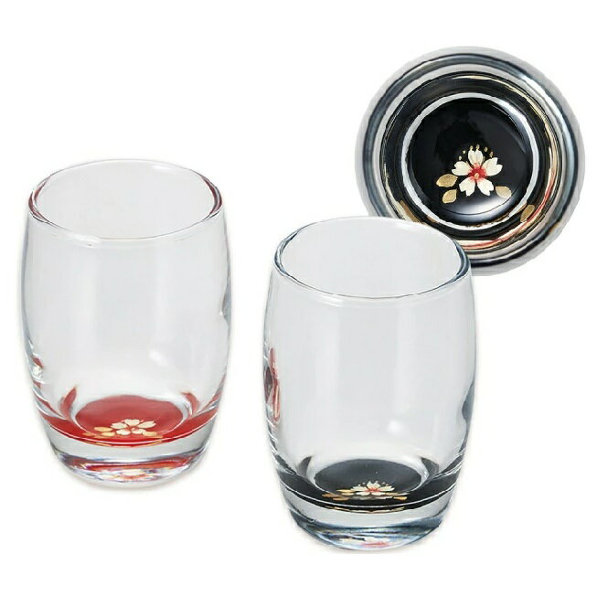 越前漆器・越前塗 雅乃 桜 ぐいのみペア 赤と黒