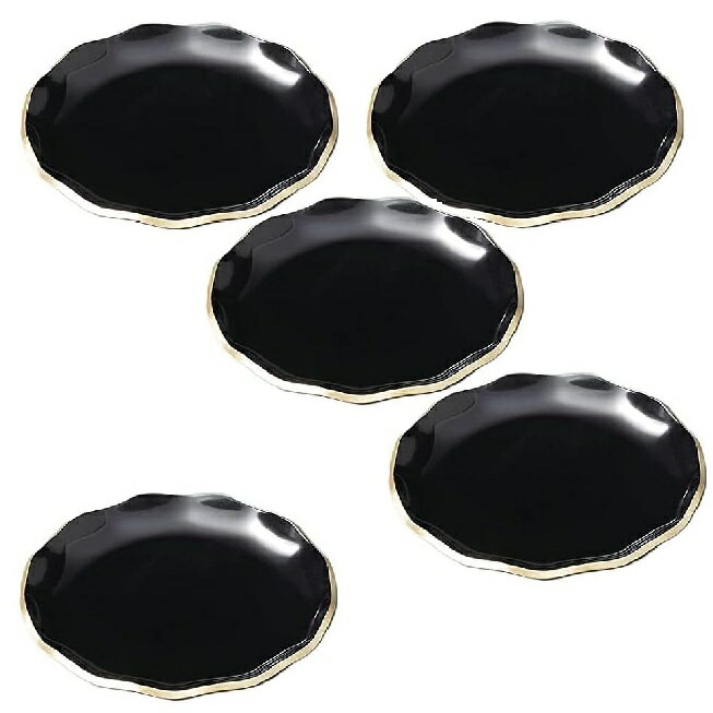 越前漆器・越前塗 雅乃 金彩フローラ銘々皿 黒 (5枚組)