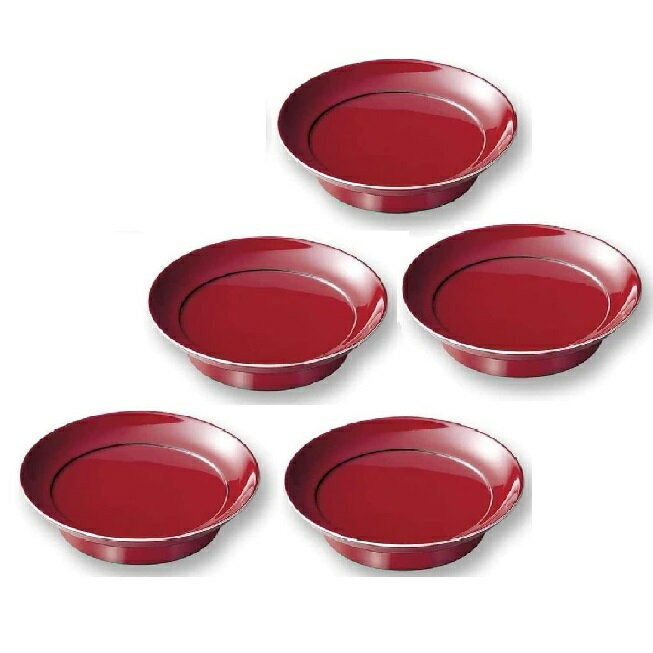 越前漆器・越前塗 雅乃 銀彩 椿皿 朱妹 (5枚組)