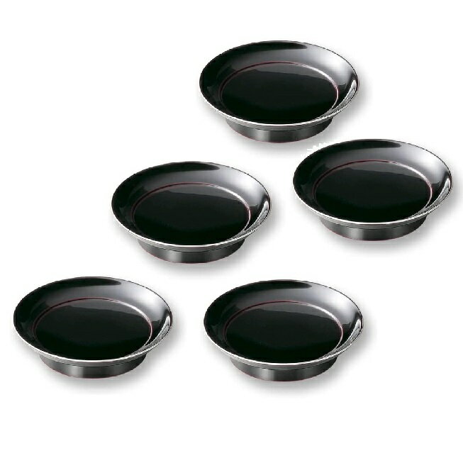 越前漆器・越前塗 雅乃 銀彩 椿皿 溜 (5枚組)