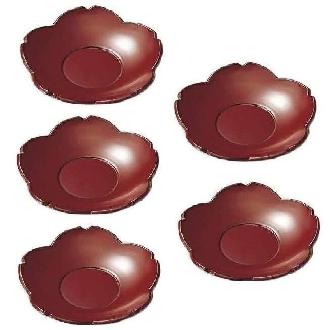 越前漆器・越前塗 雅乃 桜茶托 古代朱（5枚組）