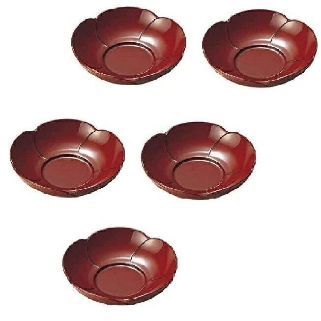 越前漆器・越前塗 雅乃 福梅茶托 古代朱（5枚組）