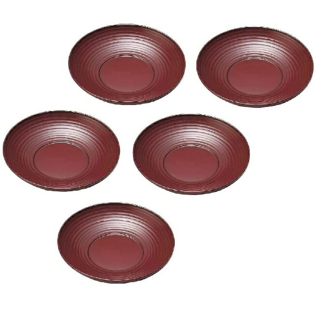 越前漆器・越前塗 雅乃 波紋 茶托 古代朱（5枚組）