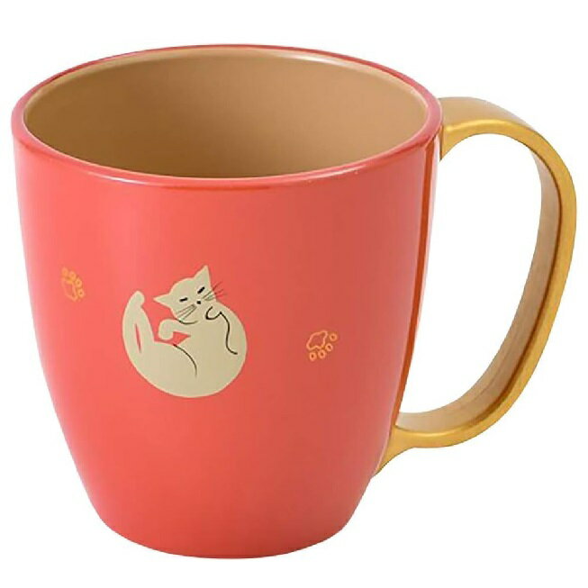 Rakuten - 越前漆器・越前塗 雅乃 ねこ持ち手金 マグカップ (ピンク内白) 食洗機・レンジ対応