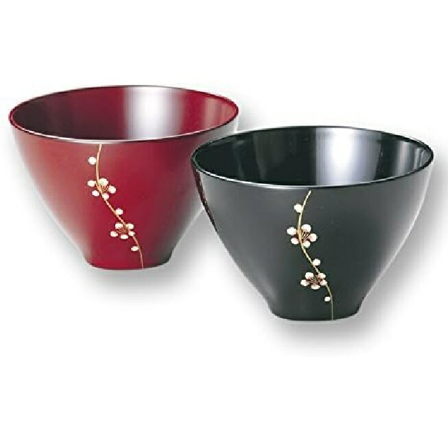 越前漆器・越前塗 雅乃 梅 夫婦汁椀 黒と古代朱
