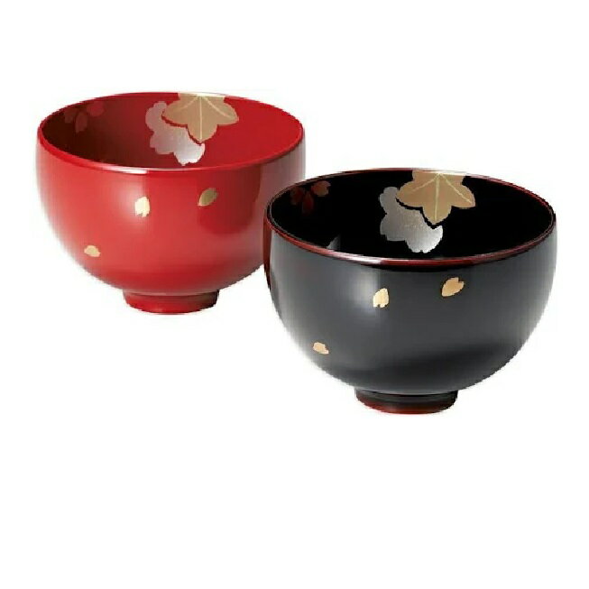 越前漆器・越前塗 雅乃 夫婦椀 春秋 つぼみ汁椀ペア (溜・朱) 食洗機対応