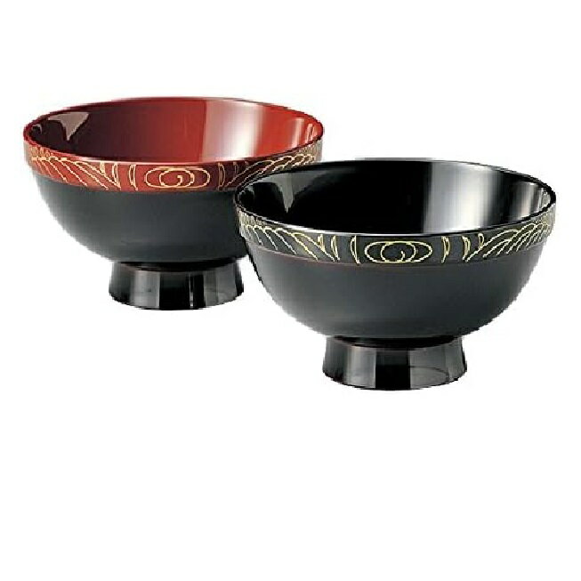 楽天七to八-Seven to eight-越前漆器・越前塗 雅乃 帯波 夫婦椀 溜内朱・溜内黒