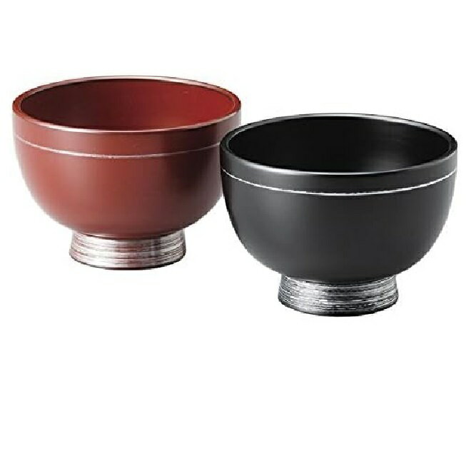 越前漆器・越前塗 雅乃 銀ライン 4.1多用椀 ペア 朱・黒
