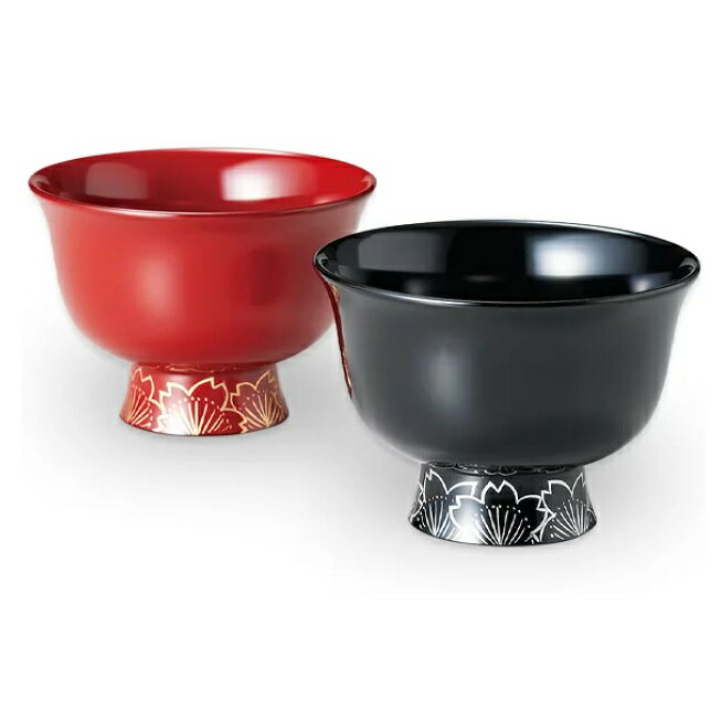 越前漆器・越前塗 雅乃 羽反高台椀ペア 朱・黒