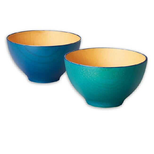 越前漆器・越前塗 雅乃 夫婦椀 ビターカラーズ 木彩椀 青濫・花浅色