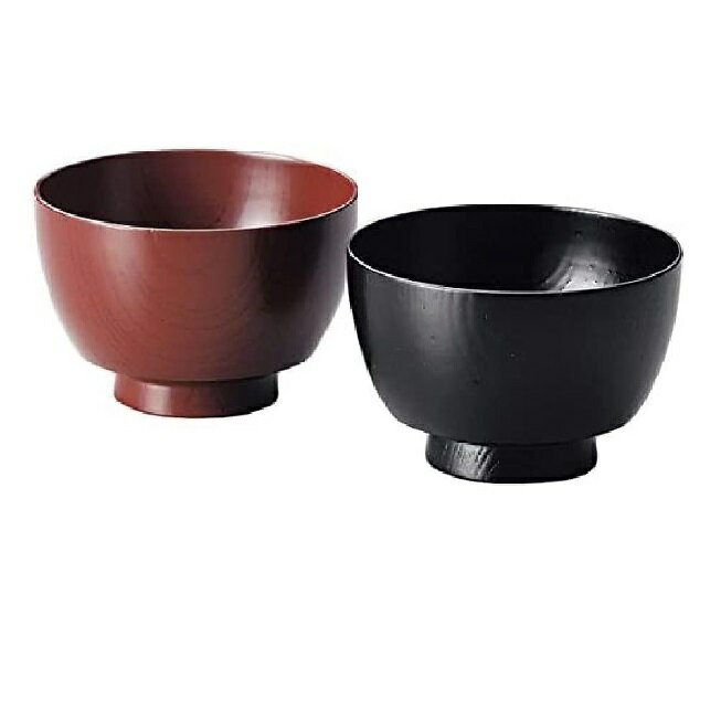 越前漆器・越前塗 雅乃 欅振袖夫婦汁椀 古代朱・黒(伝統工芸士・梶原伸夫作)