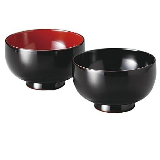 越前漆器・越前塗 雅乃 布袋夫婦汁椀 溜内朱・溜内黒(伝統工芸士・梶原伸夫作)