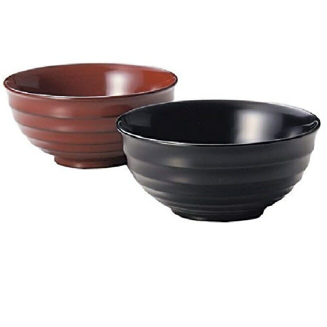 越前漆器・越前塗 雅乃 鉋目 夫婦飯椀 (大)黒・(小)古代根来(伝統工芸士・梶原伸夫作)