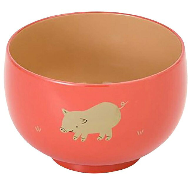 越前漆器・越前塗 雅乃 子供汁椀 コブタ (食洗機対応) ピンク