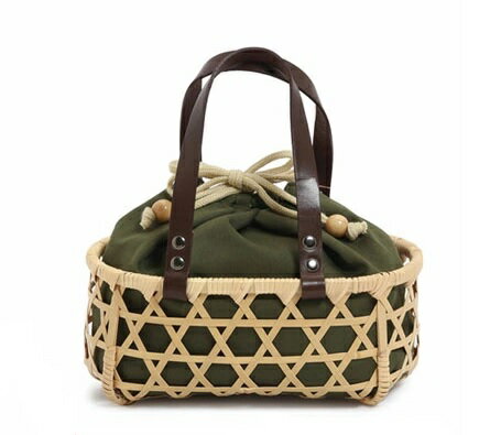 日本製 一木作六ツ目ランチバッグ(巾着)(別府クラフト バッグ かごバッグ ランチバッグ竹籠 )