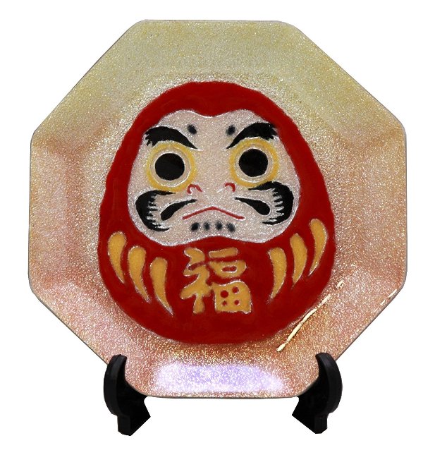 Rakuten - 伝統工芸　七宝焼　飾り皿8角ダルマ