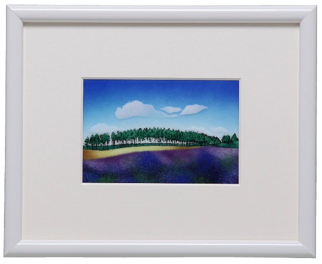 伝統工芸　七宝焼　額　ラベンダー畑　111-05