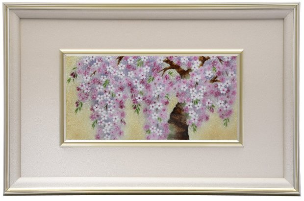 伝統工芸七宝焼 額 Picture 金地しだれ桜 114-10
