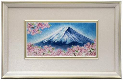 伝統工芸七宝焼 額 Picture 青富士桜 114-11 伝統工芸七宝焼 額 Picture 青富士桜 114-11