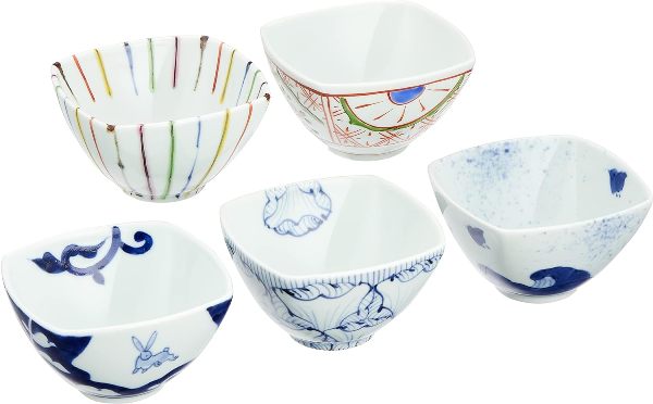 有田焼 惣太窯　絵変り角小付揃 サイズ:約8.5×8.5×5cm