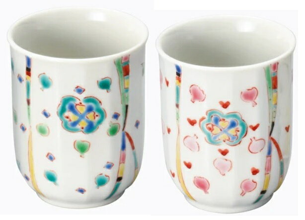 ■サイズ・容量:（大）7×8.7cm 約200ml（小）6.8×8.3cm 約180ml ■ちいさな花びらを散りばめたロマンチックな湯?です。場を華やかに、ポップな色合いと絵柄がココロときめく器です。 ■生産地：九谷焼 ■素材・成分：磁器 ■通常2～5営業日で発送予定で御座いますが材料その他要因にて1週間から1ヶ月以上お時間が掛かる場合やご用意出来ない場合が御座います。予めご了承下さい。 ■お使いの環境により商品の色、素材感が実物と多少異なって見える場合がございます。 ■送料無料の商品やその他複数点の注文、同梱などにより6000円(税別）以上のご注文の場合でも北海道1800円、沖縄他離島へは別途2500円の送料が掛かります。 ご注文時は無料となりますが店舗にて訂正させて頂きますので予めご了承下さい。 ■発送準備完了後のキャンセル、返品交換等は一切お受けできません。予めご了承下さい。　
