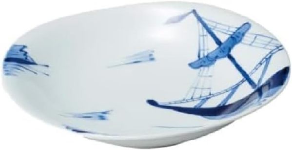 Arita Ware - 有田焼 青花 出船帆船両切 カレー皿