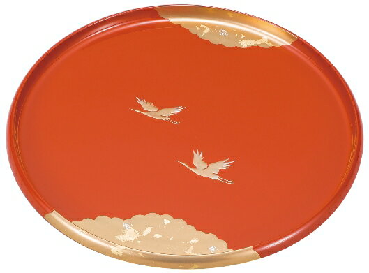 日本製 山中漆器 9.0 丸盆 かがやき 輝き 洗朱