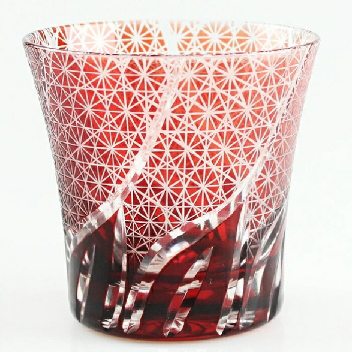 Shochu Glass - 切子グラス タンブラー 菊繋ぎ（240cc）銅赤