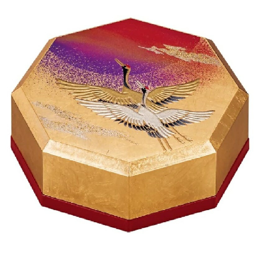 山中漆器 山中塗 八角小箱（G）天祥鶴