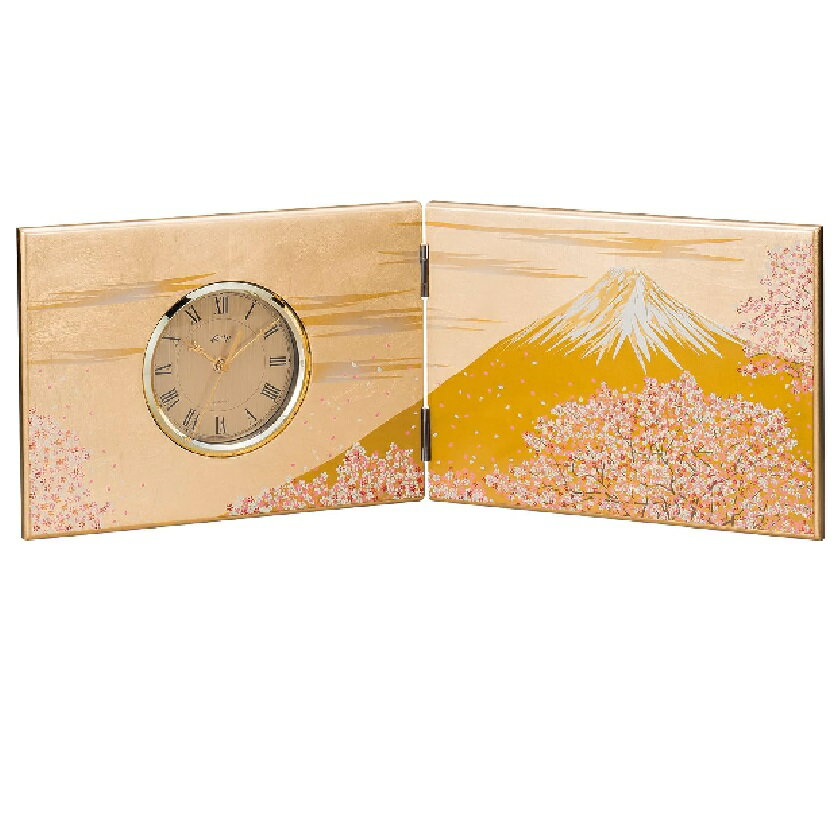 山中漆器 山中塗 木製屏風時計 富士雅桜