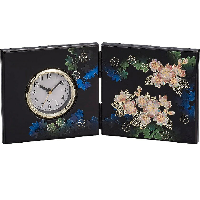 山中漆器 山中塗 屏風時計（小）輝桜