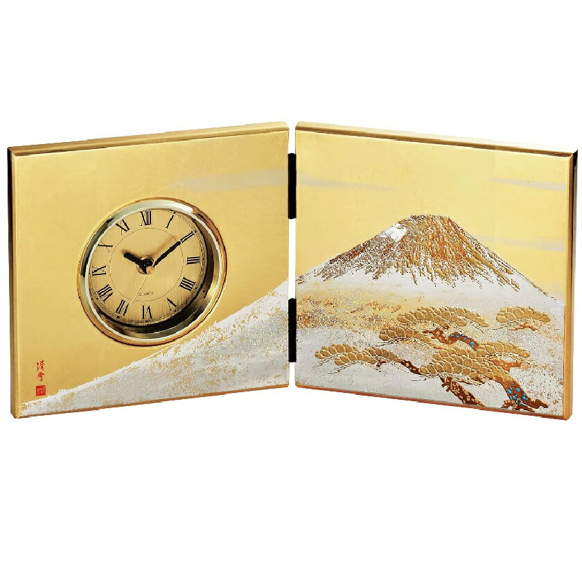 Other - 山中漆器 山中塗 屏風時計（中）白富士