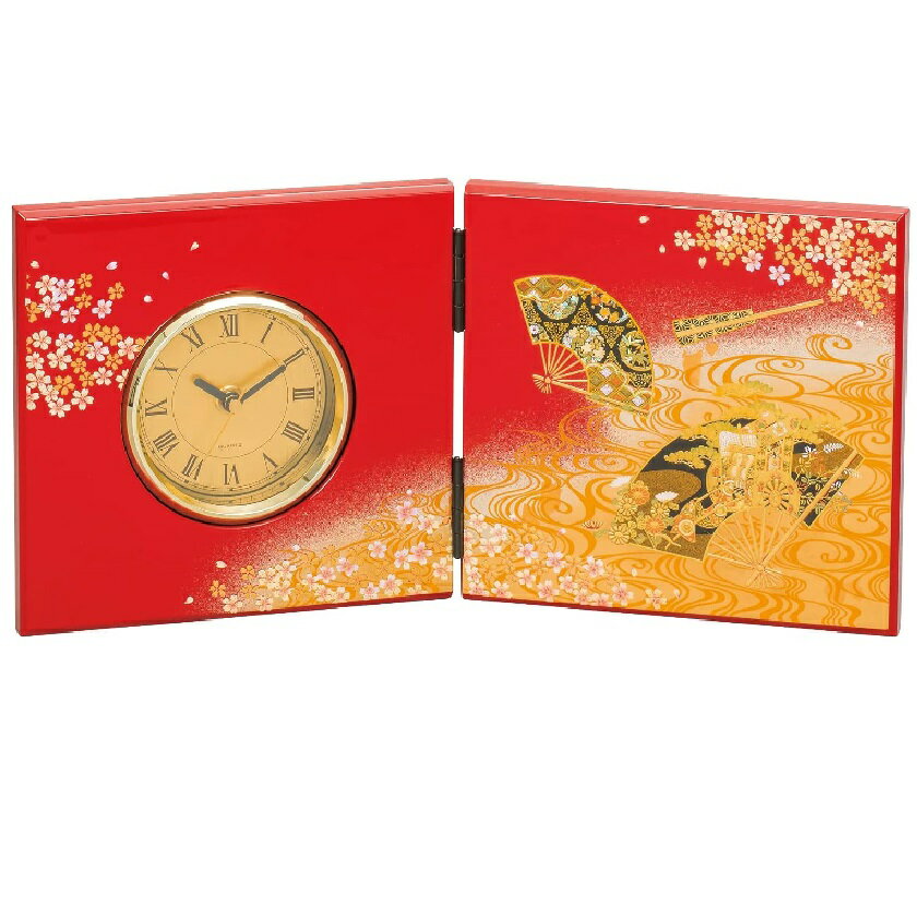 山中漆器 山中塗 屏風時計（中）京雅