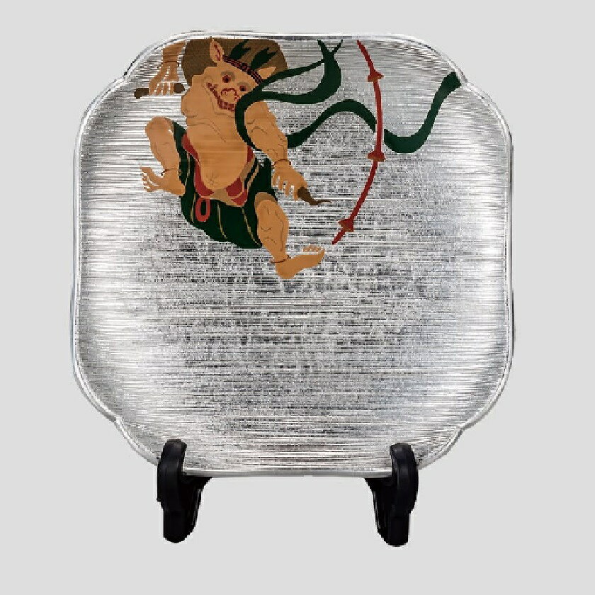 山中漆器 山中塗 箔皿 風神 皿立付