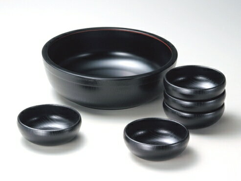 山中漆器 黒朱線入そうめん鉢揃＜そうめん、サラダ、ちらし寿司、煮物など使い方は自由自在＞