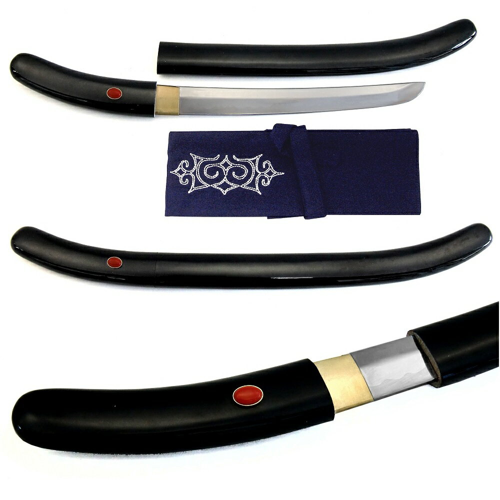 尾形刀剣 AN-32 蝦夷刀(アイヌ刀) 黒呂鞘 赤サンゴ飾り