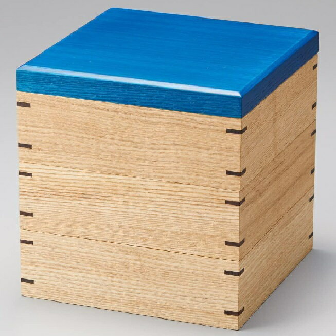 越前漆器・越前塗 雅乃 「Kyutarou BLUE」ホワイトウォールナット三段重 仕切り3種付 (stsndard)