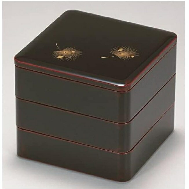 越前漆器・越前塗 漆遊館 溜内朱 飛花 60隅丸三段重