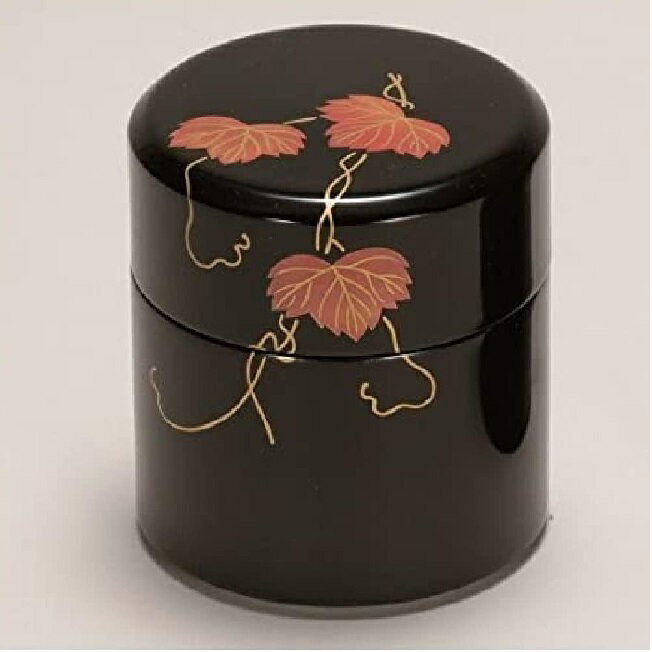 越前漆器・越前塗 漆遊館 黒 蔦 茶筒 中蓋付
