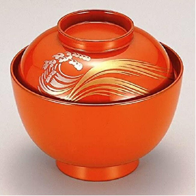 越前漆器・越前塗 漆遊館 38吸物椀 総朱 日の出波