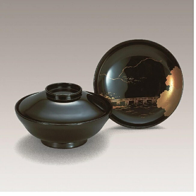 越前漆器・越前塗 漆遊館 吸物椀 朱 唐草沈金 三笠