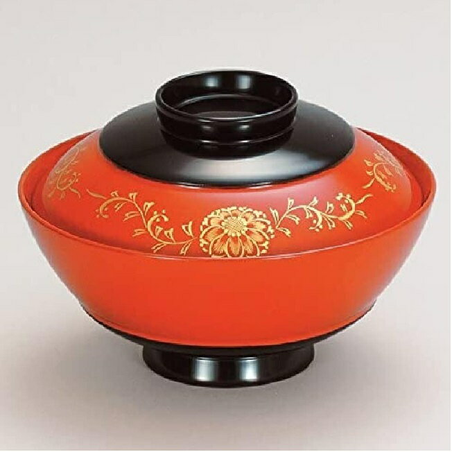 越前漆器・越前塗 漆遊館 吸物椀 朱 唐草沈金 三笠