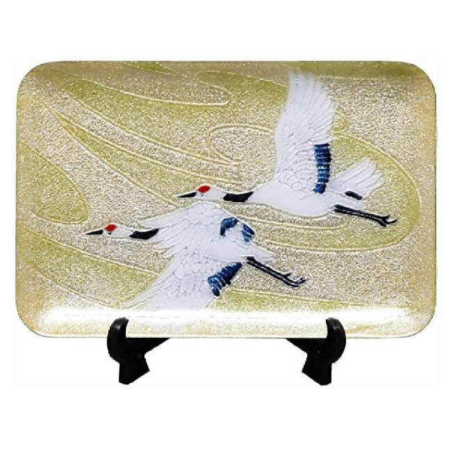 Rakuten - 七宝焼 飾皿 46 (縦120mm×横180mm) 新双鶴