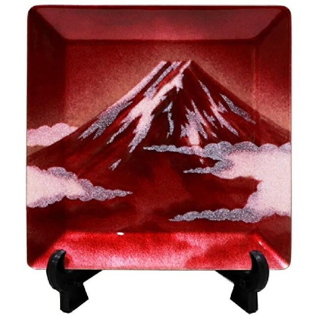 Rakuten - 七宝焼 飾皿 44 (縦120mm×横120mm) 赤富士