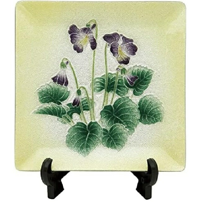 七宝焼 飾皿 44 (縦120mm×横120mm) スミレ