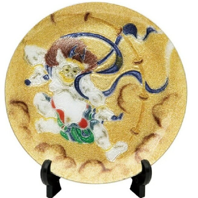 七宝焼 俵屋宗達 飾皿 雷神 13.5 (直径135mm)
