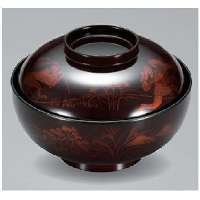 越前漆器・越前塗 漆遊館 白檀 鳥獣 戯画 45煮物椀