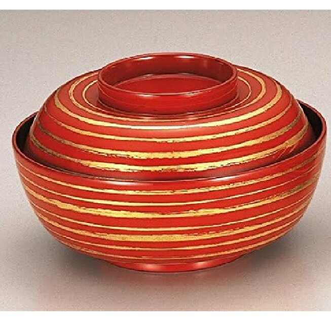 越前漆器・越前塗 漆遊館 朱 金箔筋 45お多福煮物椀