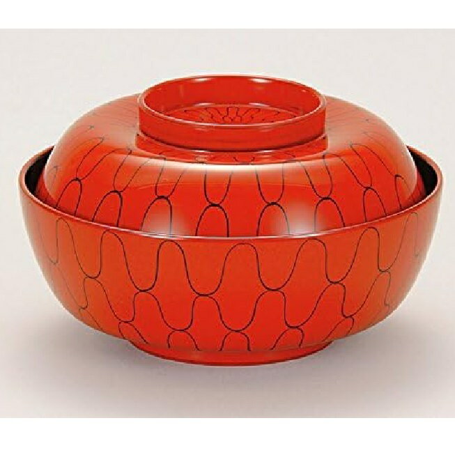 越前漆器・越前塗 漆遊館 朱 黒網目 お多福煮物椀