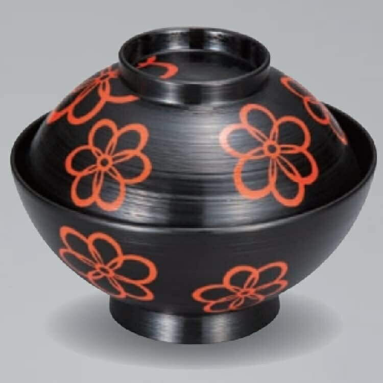 越前漆器・越前塗 漆遊館 黒刷毛目 彩紐 45熊谷椀